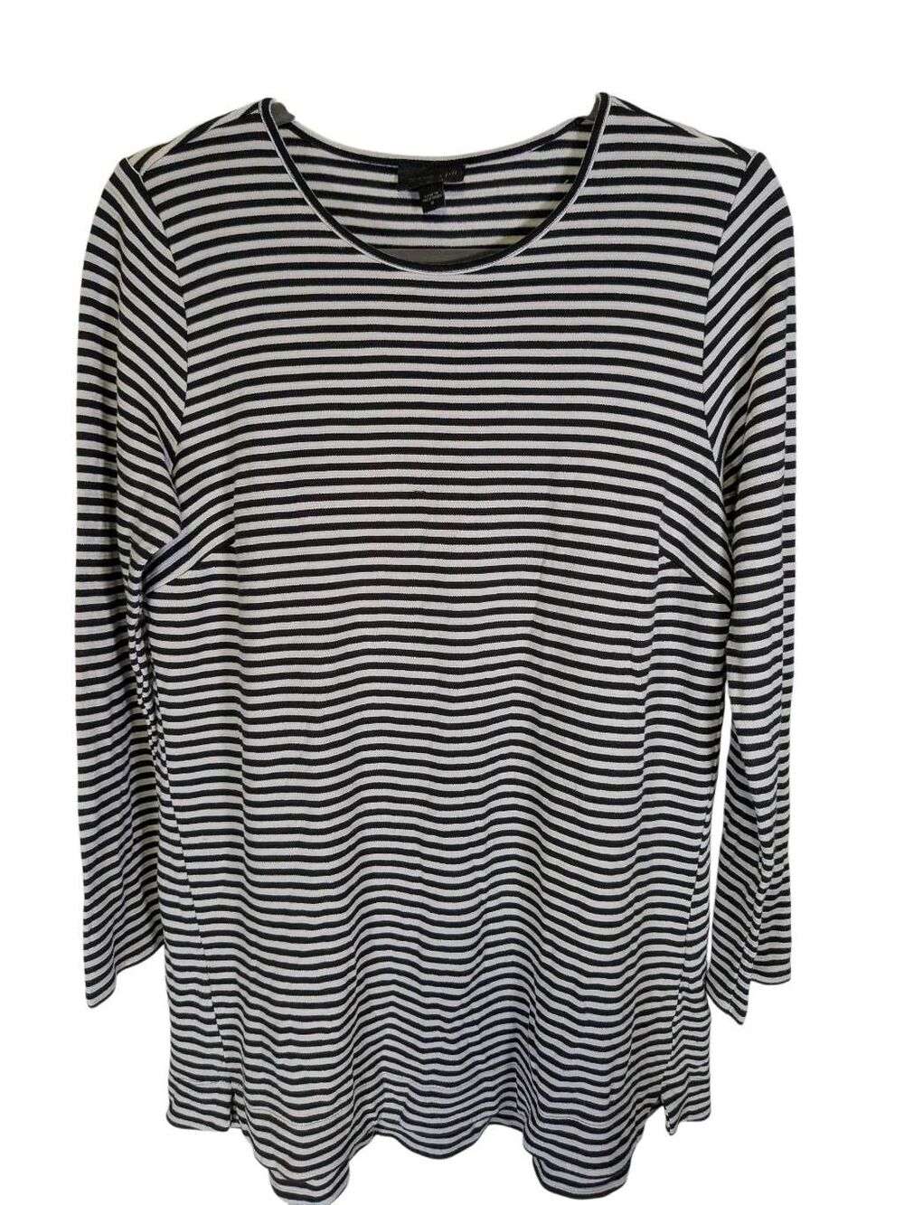 J Jill Narrow Black and White Striped Long-Top Women's M